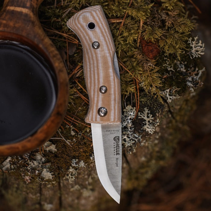 Helle Beige Canvas Micarta folding knife 