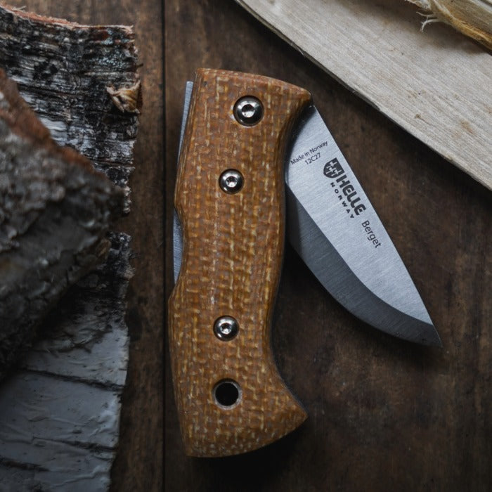Helle Mustard Jute Micarta folding knife