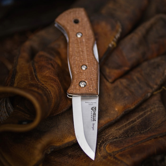 Helle Mustard Jute Micarta folding knife