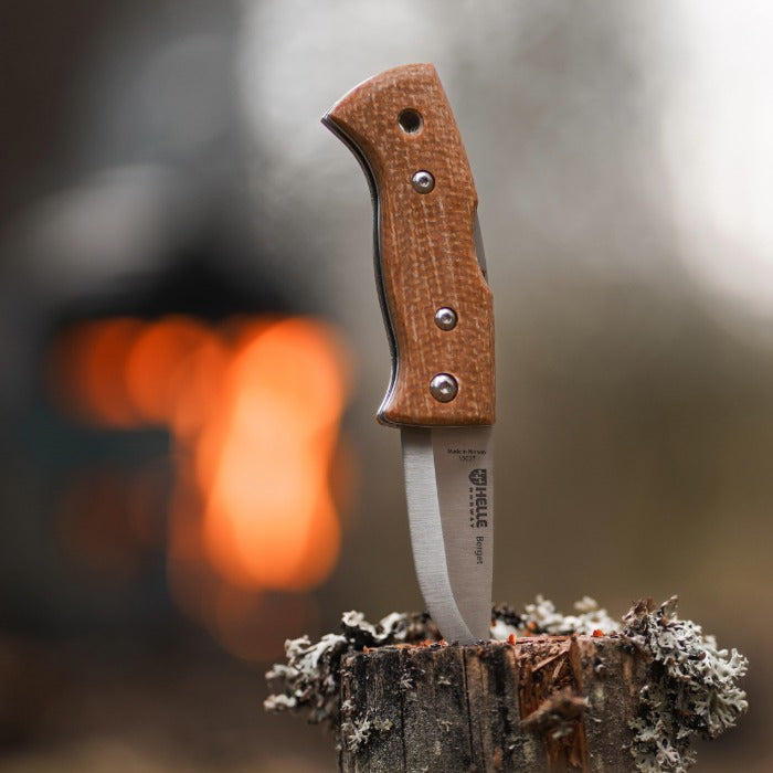 Helle Mustard Jute Micarta folding knife