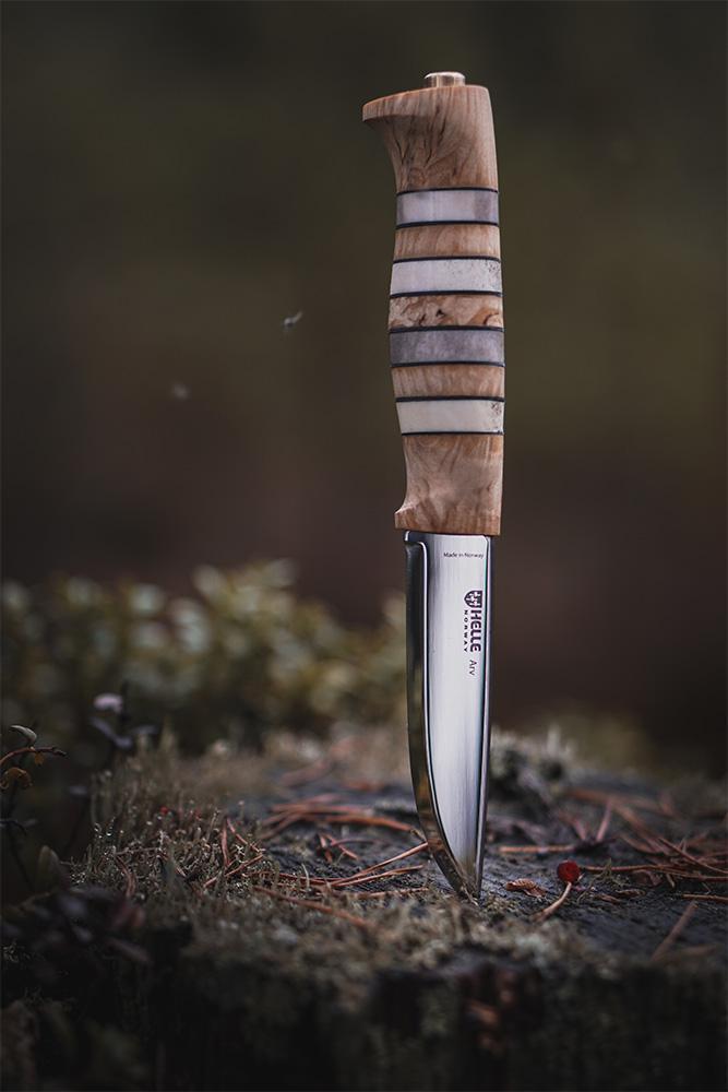 Helle Arv knife on wood